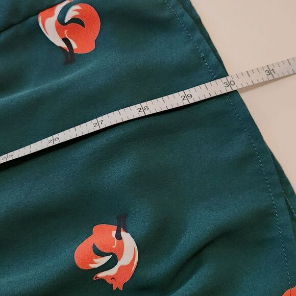 Everly Long Sleeve Shorts Romper Hunter Green Fox Print Lined Women's Size Small - Picture 12 of 12